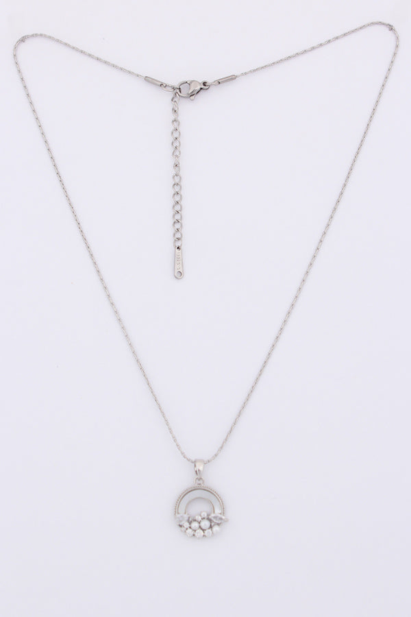 Necklace In Silver Polish With Hanging Sky And Stones (P034-S)