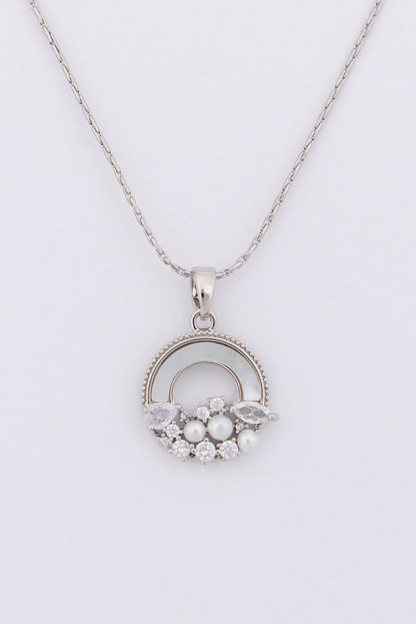 Necklace In Silver Polish With Hanging Sky And Stones (P034-S)