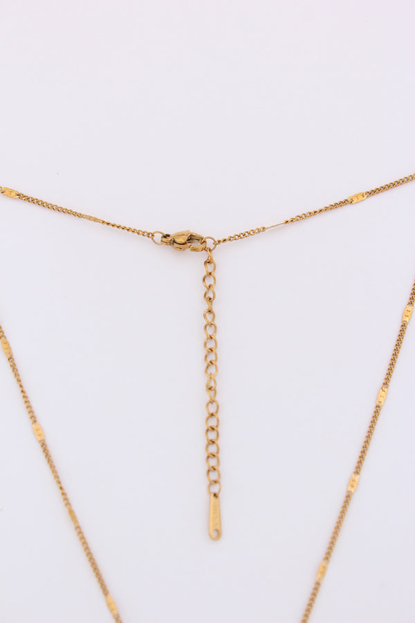 Pendant Necklace In Gold Polish With White Stone (ESP-022)