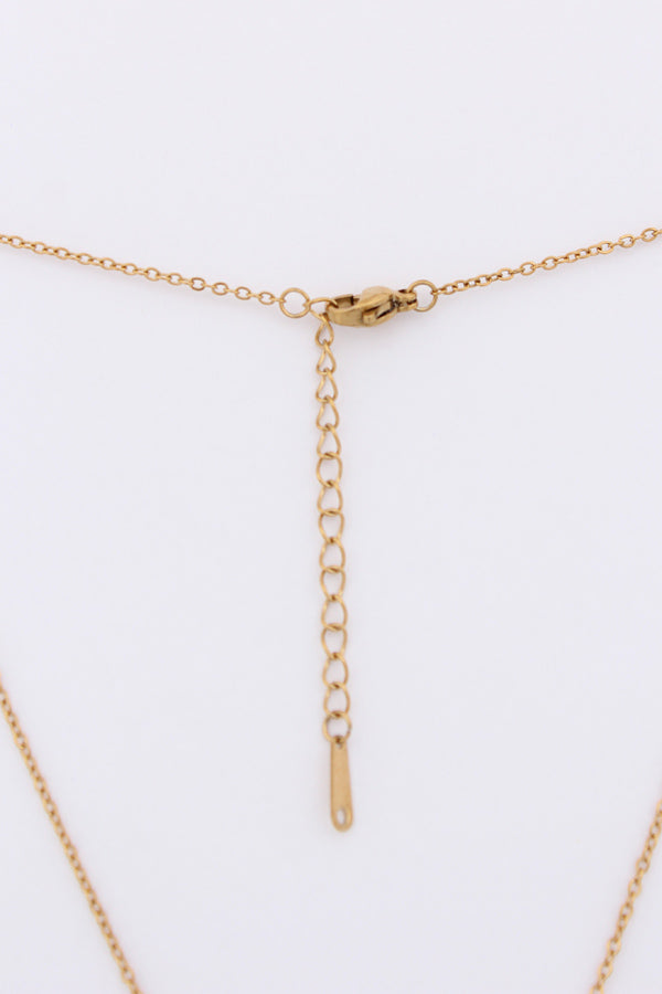 Pendant Necklace With Rose Framed In Gold Polish (P-012)