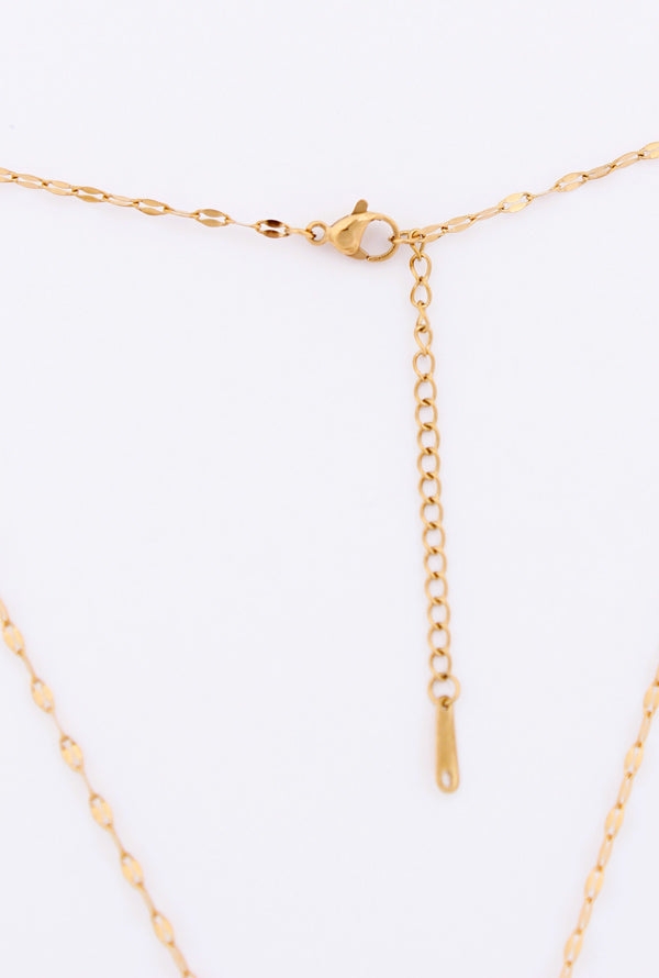 Pink Colour Flower Pendant With Gold Polish Necklace (P043-P)