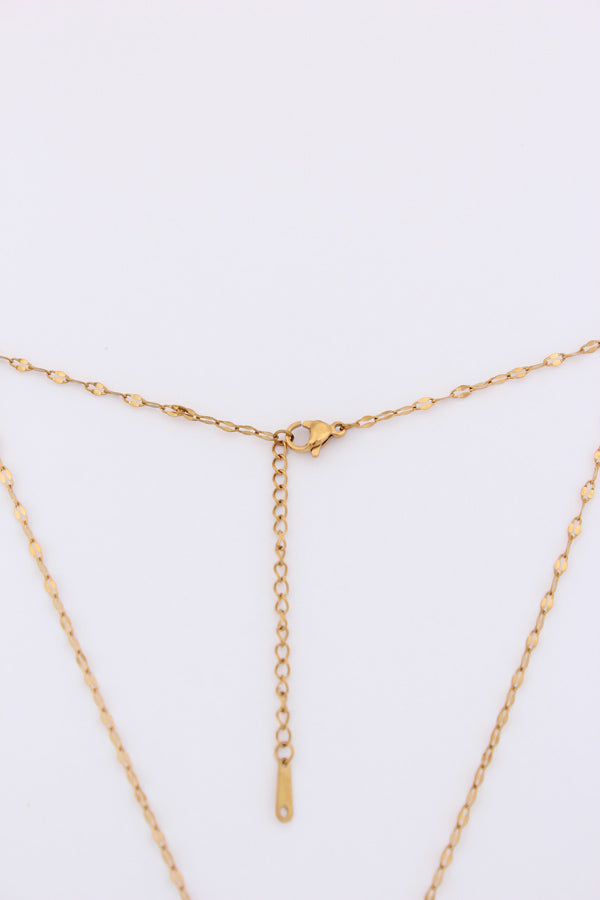 Pink Colour Stone Framed With Small Stones In Gold Polish Necklace (P037)