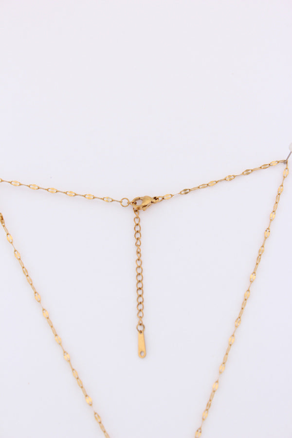Pinky Heart Stone Framed In Star Gold Polish Necklace (P018)