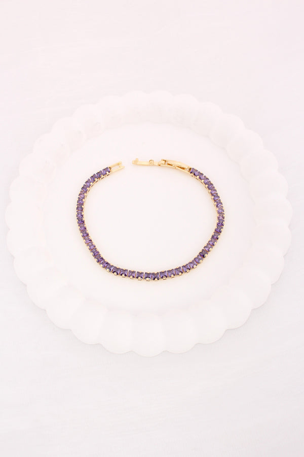 Purple Colour Stone Tennis Bracelet In Slim Design (BR020-P)
