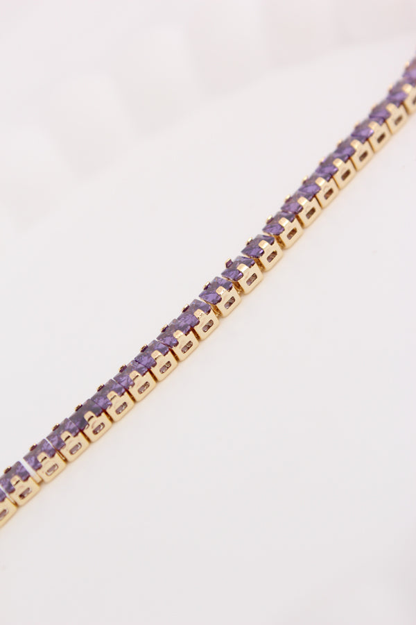 Purple Colour Stone Tennis Bracelet In Slim Design (BR020-P)