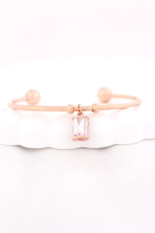 Rosegold AntiTarnish Bangle In With Stone Pendant Attached (BA012)