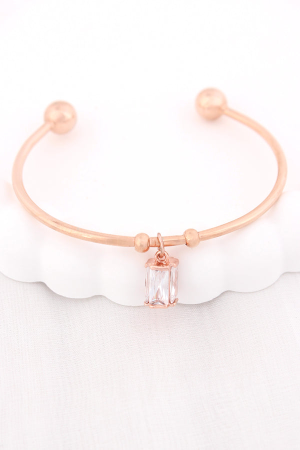 Rosegold AntiTarnish Bangle In With Stone Pendant Attached (BA012)