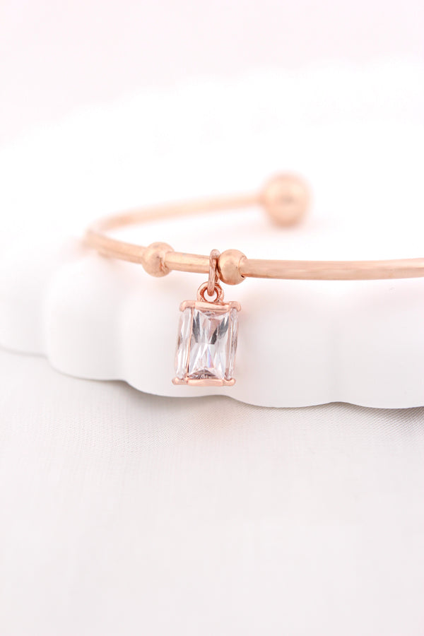 Rosegold AntiTarnish Bangle In With Stone Pendant Attached (BA012)