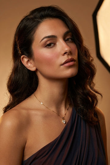 Shiny Heart Stone Pendant In Gold Polish Necklace 