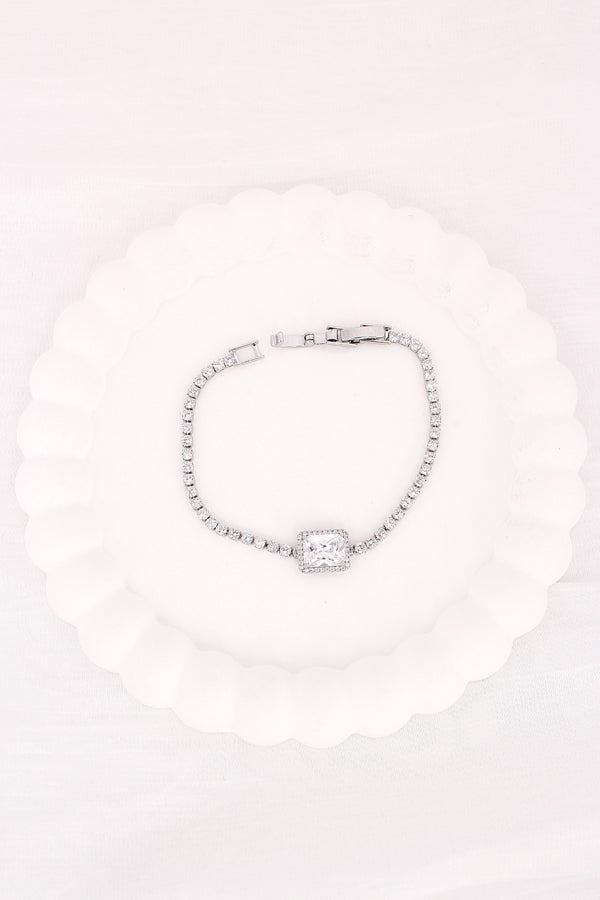 Silver Polish Bracelet With Center Stone Attached (BR017-S)
