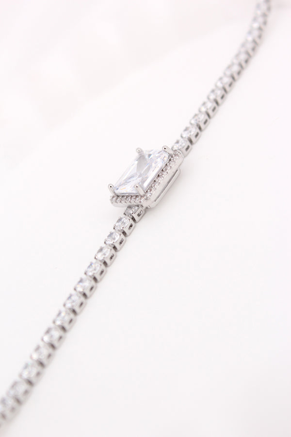 Silver Polish Bracelet With Center Stone Attached (BR017-S)