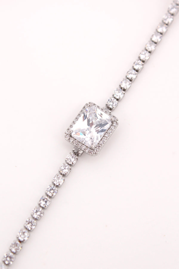 Silver Polish Bracelet With Center Stone Attached (BR017-S)