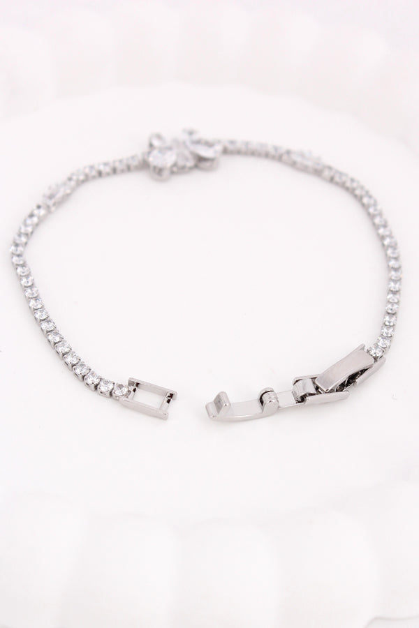 Silver Polish Bracelet With Stones And Butterfly Attached (BR016)