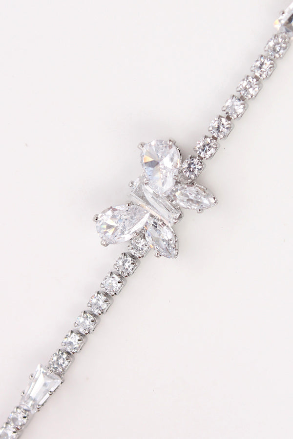 Silver Polish Bracelet With Stones And Butterfly Attached (BR016)