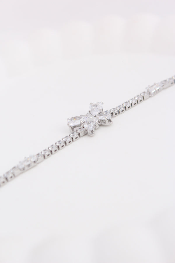 Silver Polish Bracelet With Stones And Butterfly Attached (BR016)