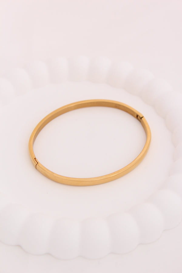 Simple And Elegant Stainless Steel Gold Bangle (BA019)