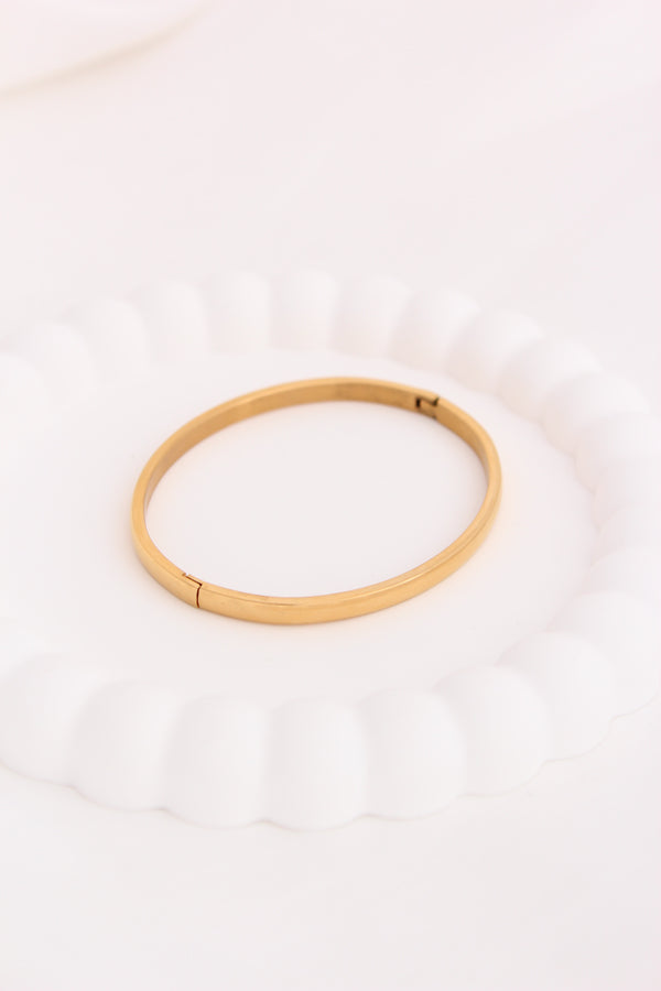 Simple And Elegant Stainless Steel Gold Bangle (BA019)