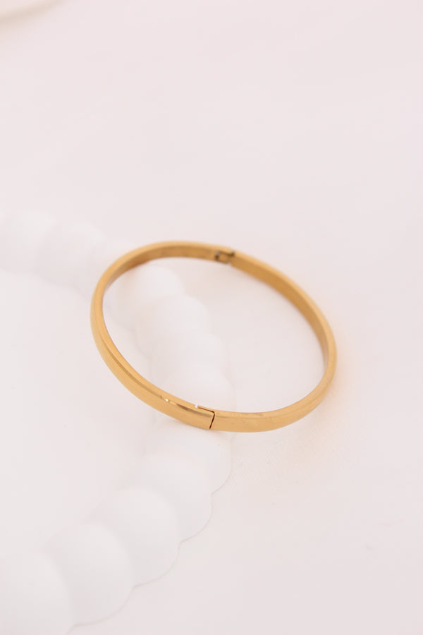 Simple And Elegant Stainless Steel Gold Bangle (BA019)