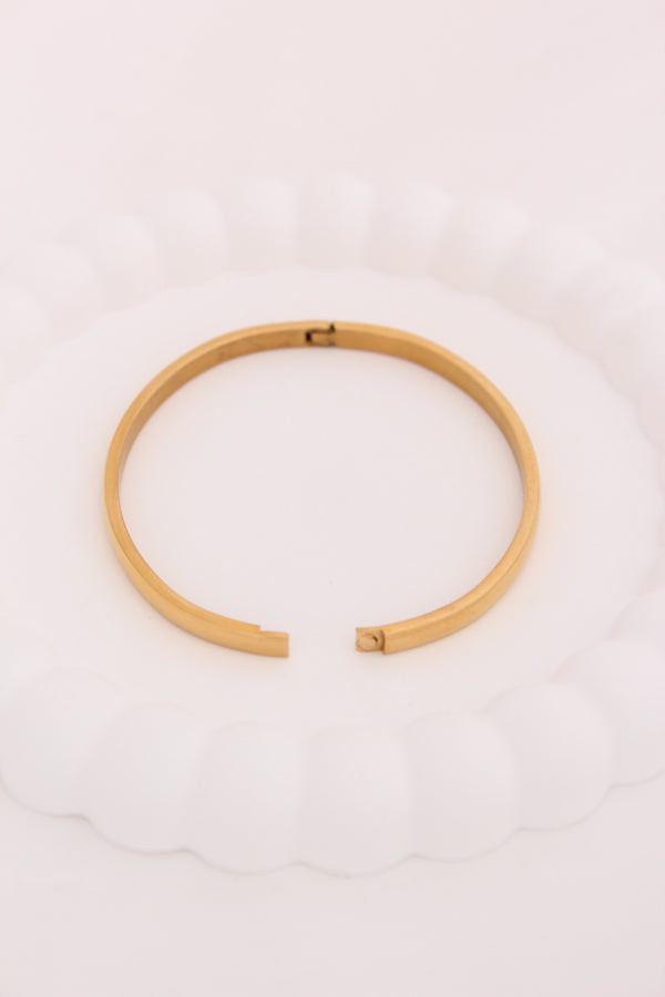 Simple And Elegant Stainless Steel Gold Bangle (BA019)