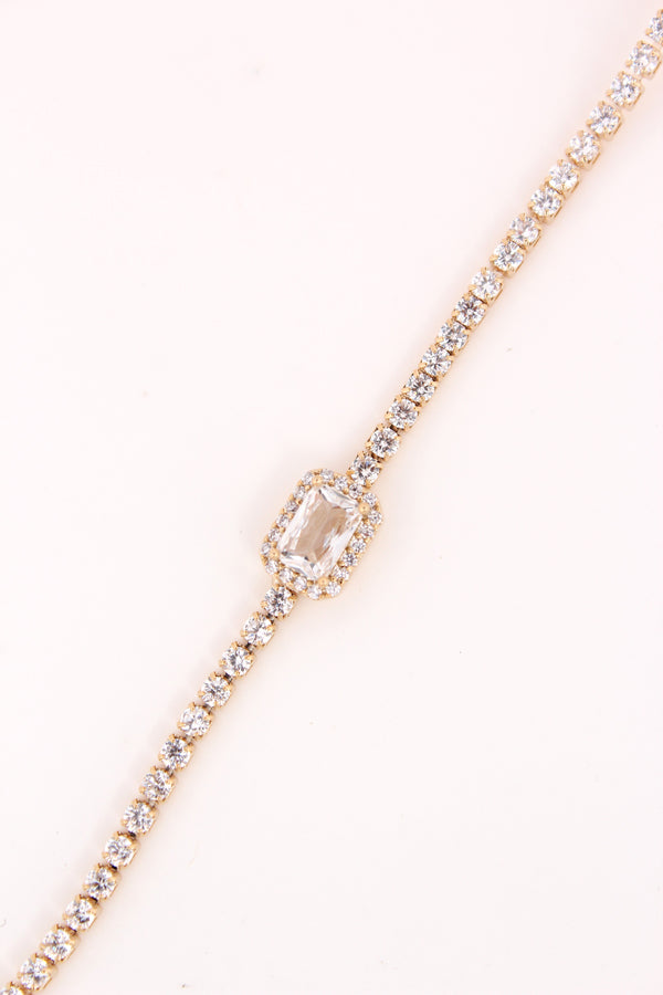 Simple Beauty Bracelet In Silver Polish With Center Stone Attached (BR019-S)