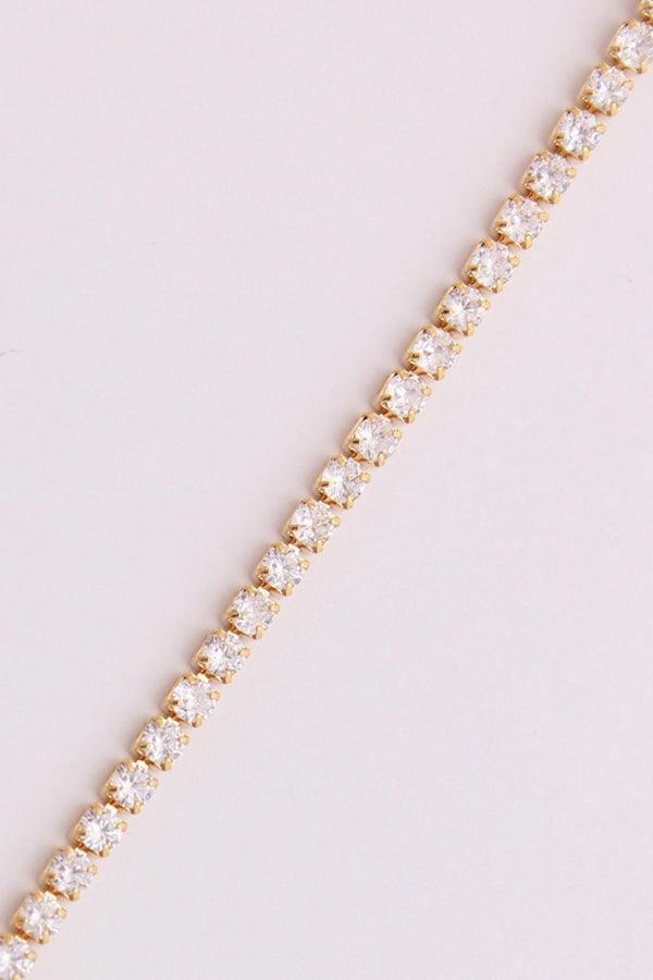 Sleek Tennis Bracelet Design In Gold Polish And Stones (BR028)