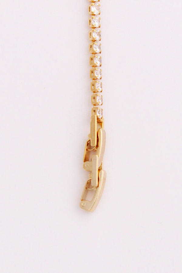 Sleek Tennis Bracelet Design In Gold Polish And Stones (BR028)
