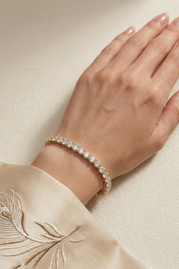 Sleek Tennis Bracelet Design In Gold Polish And Stones (BR028)