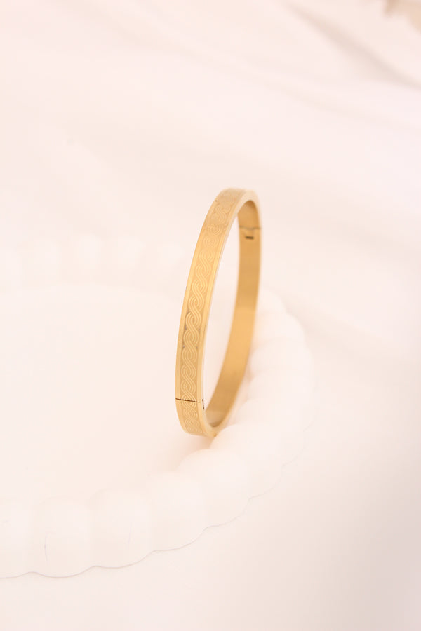 Stainless Steel Gold Bangle With Twist Design (BA040)