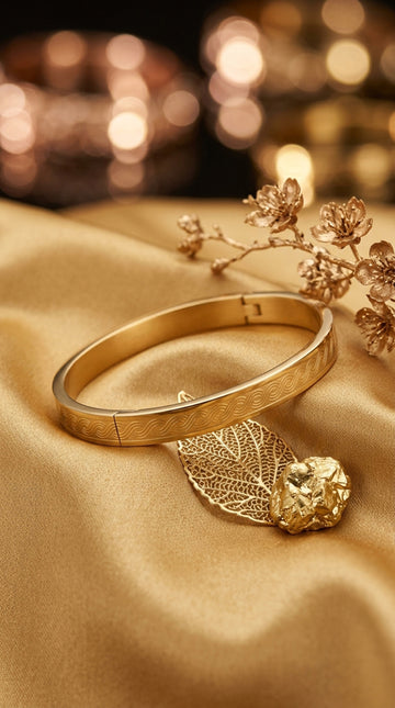 Stainless Steel Gold Bangle With Twist Design (BA040)