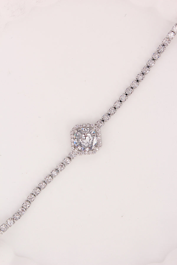 Thin Bracelet In Anti Tarnish Silver Polish With Stones (BR004-S)