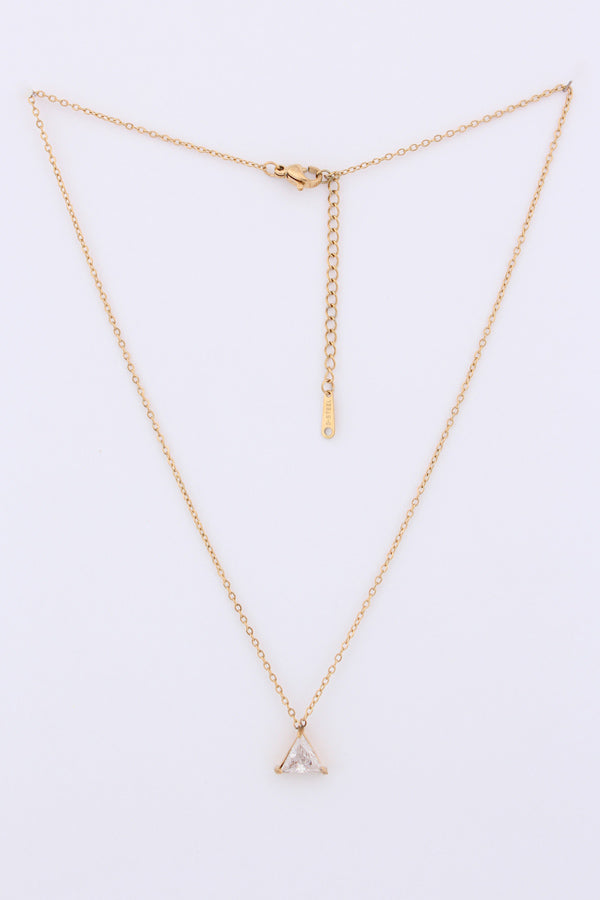 Triangle Stone Pendant Necklace In Gold Polish (P-006)