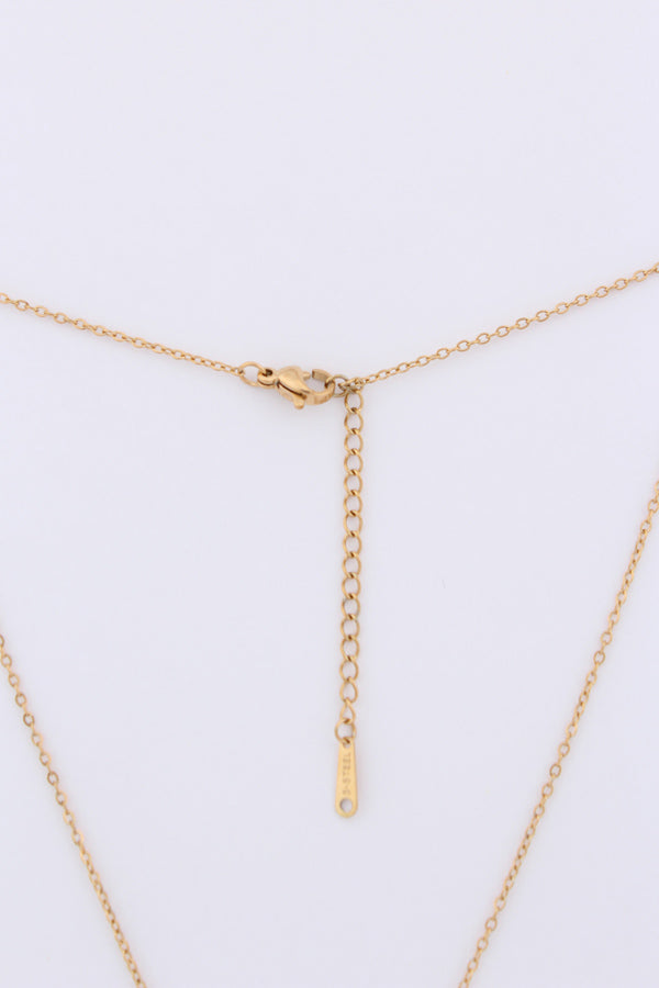 Triangle Stone Pendant Necklace In Gold Polish (P-006)