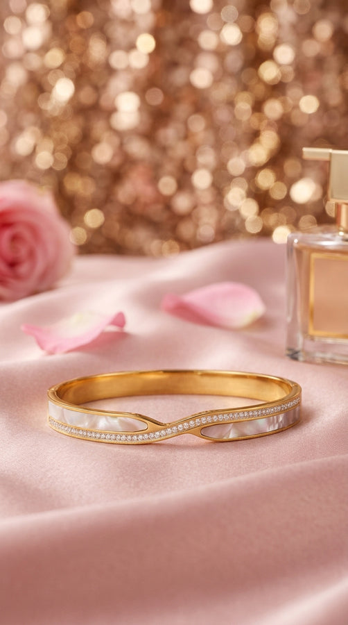Twisted Gold Bangle In Anti Tarnish (BA021)