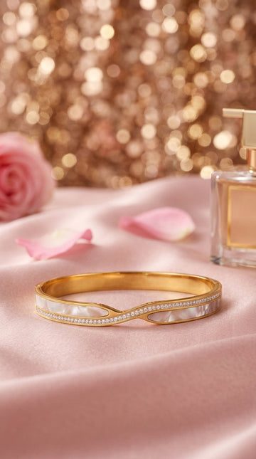 Twisted Gold Bangle In Anti Tarnish (BA021)